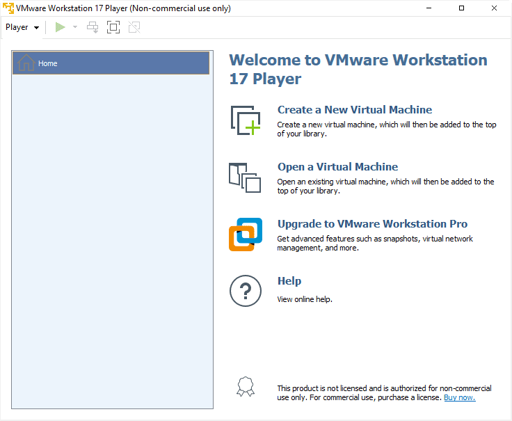 VMware Workstation Player, a Type 2 Hypervisor.